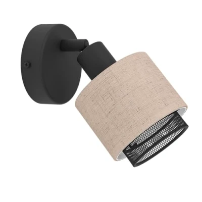 Image of EGLO Rosley wall spotlight, black/natural, linen