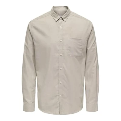 Image of Only &amp; Sons Onsalvaro SLIM Oxford Shirt, Men&#039;s, Size: Medium, Chinchilla