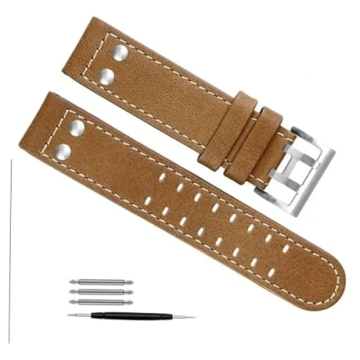 Image of dayeer Genuine Leather Watch Strap for Hamilton Khaki Aviation H77616533 H70615733 Jazz Field WatchBand (Color : B Silver, Size 20mm)