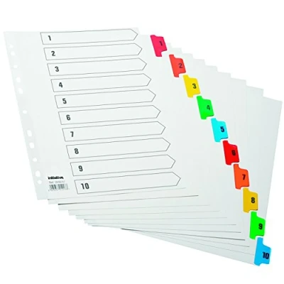 Image of [10 Pack] A4 Strong Numbered 1 10 Ring Binder File Index Dividers Subject Folder Cards