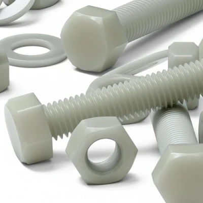 Image of 10 x Glass Filled Reinforced Super Nylon Hex Head, M10 50mm, Plastic Nuts and Bolts, Washers, Hexagon