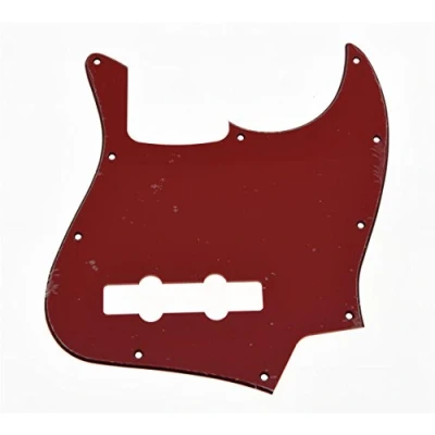 Image of KAISH 4 String J Bass Style Pickguard Pick Guard Scratch Plate for USA/Mexico Jazz Red 3 Ply