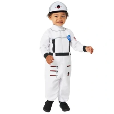 Image of Amscan 9916882 Toddlers Astronaut Junior Jumpsuit with Hood World Book Day Fancy Dress Costume Age: 2 3 Yrs