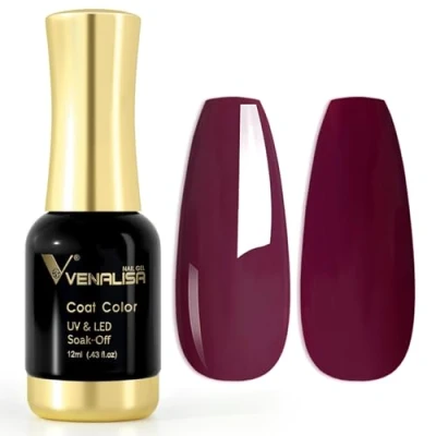 Image of VENALISA 12ml Amaranth Red Gel Nail Polish Soak Off Lamp UV LED Natural Art DIY Manicure French Gifts, 0.43 OZ