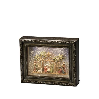 Image of Konstsmide 4358 000 LED Snow Globe Picture Frame &quot;Nativity Scene&quot; ,2 Warm White Diodes, Brown, 19.5 cm*4.0 cm*24.5 cm
