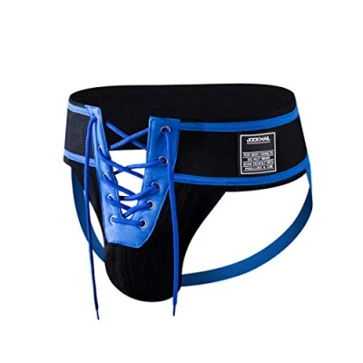 Image of JOCKMAIL Sexy Men&#039;s Jock Strap Athletic Supporter Wide Belt Comfortable Men Sport Underwear Briefs for Gym (XL, Blue)