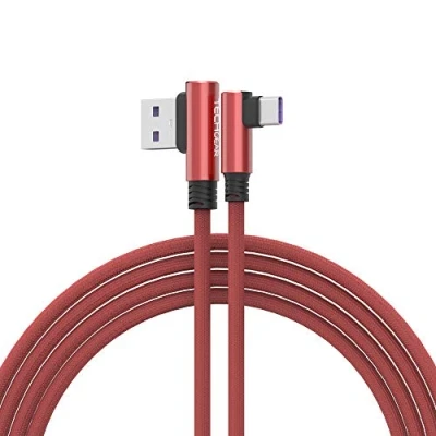 Image of TECHGEAR USB C Cable, 1.5M Type 90 Degree Right Angle Sync &amp; Fast Charge Cable Compatible with Huawei P50, Moto G30, Samsung Note 20, S22 S21 S20 S10 A12 A32 A52 A53 5G, OnePlus 9, Pixel 6 4 etc