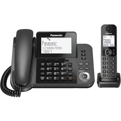 Image of Panasonic KX TGF320 Corded and Cordless Home office Telephone Kit with Answerphone Nuisance Call Blocker Black