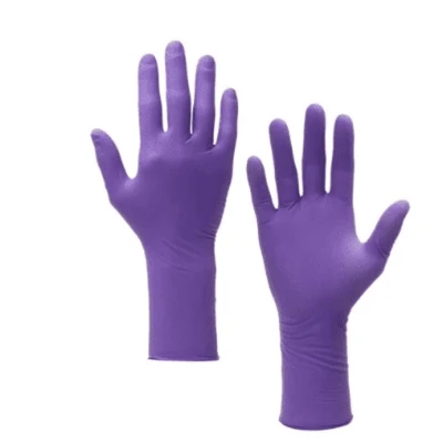 Image of Kimtech Purple Nitrile Disposable Protective Gloves, Latex and Powder Free for Heavy Duty protection Against Chemicals Virus&#039;s, Box of 100, Small