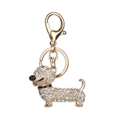 Image of Crystal Dog Keyring Decorative Pendant Keychain for Handbag and Car Trinket Souvenir (White)