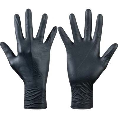 Image of Ejendals Tegera Disposable Gloves, Black, Nitrile, Powder Free, Smooth, Size 8, Pack of 50