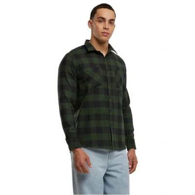 Image of Urban Classics Checked Shirt, Men&#039;s, Size: 3XL, Black/forest