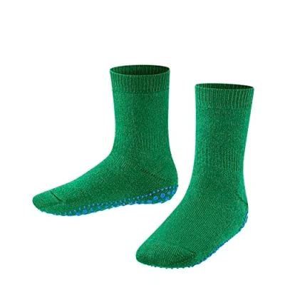 Image of FALKE Unisex Kids Catspads K HP Cotton Wool Grips On Sole 1 Pair Grip socks, Green (Grass 7290), 3 5.5