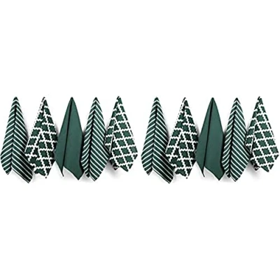 Image of Penguin Home Premium 100% Pure Cotton Tea Towel for Kitchen, Set of 10 Kitchen Towels, Soft &amp; Durable Cloths Set, Machine Washable, 65 x 45 cm Colour Green