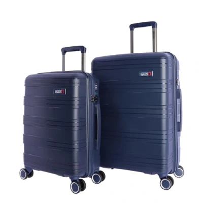 Image of Coronel Tapioca Suitcase Set of Polypropylene Travel Suitcases Cabin 55 x 40 20 and Medium 4 Wheels Cabin, Navy, 64x45x25 cm,