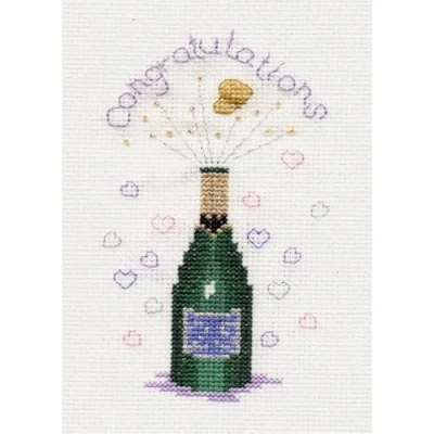 Image of Bothy Threads Greeting Card Counted Cross Stitch Kit Champagne 9x13.3cm DWCDG09