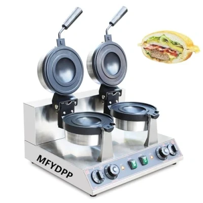 Image of MXHACD Burger Maker Machine, Commercial Gelato Panini Press Ice Cream Filling Waffle 50 300℃ Temperature Control Double Sided Heating(Size:Double head)