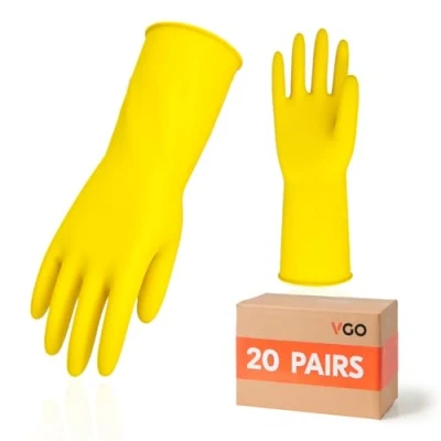 Image of Vgo... 20Pairs Reusable Household Cleaning Gloves,Rubber Dishwashing gloves,Extra Thickness,Long Sleeves(HH4601)
