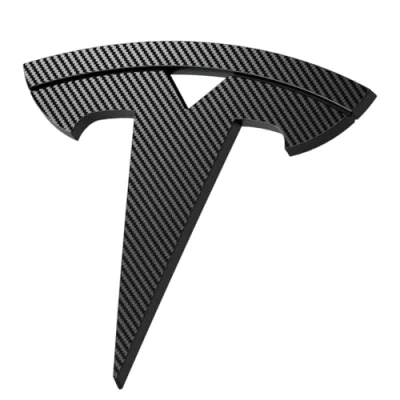 Image of Spigen Tesla Model 3 2024 Current Highland Front Emblem Logo Sticker Decals, Premium Full Cover, PC Scratch Resistant Material, Designed for Accessories Carbon