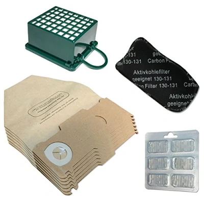 Image of MohMus 6 Vacuum Cleaner Dust Bags + Air Fresheners HEPA Filter Carbon For Vorwerk Kobold VK 130, 131 SC, VK130, VK131