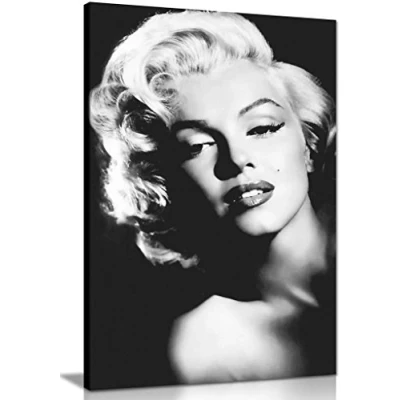 Image of Marilyn Monroe Print Black And White Canvas Wall Art Picture (36X24)