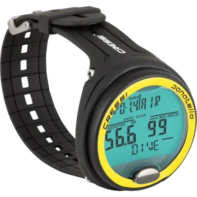 Image of Cressi Donatello Adult Unisex Professional Underwater Wrist Computer for Diving in Air/Nitrox and Apnea, Black/Yellow, One Size