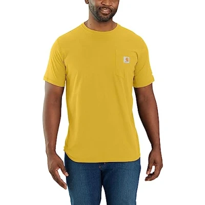 Image of Carhartt Men&#039;s Force Relaxed Fit Midweight Short Sleeve Pocket T Shirt 104616 Work Utility, Yellow Curry, M