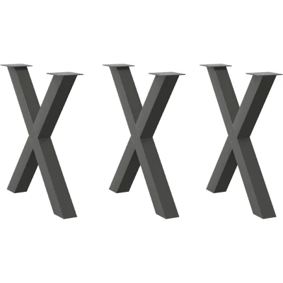Image of vidaXL Dining Table Legs X Shaped 3 pcs Anthracite 80x(72 73) cm Steel