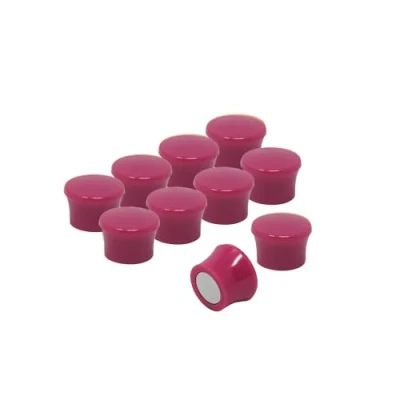 Image of Small High Power Pink Memo Board Magnets for Fridge, Whiteboard, Noticeboard, Filing Cabinet Pack of 10