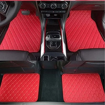 Image of Custom Leather Car Floor Mats for Audi Q8 2018 2023, Tailored Waterproof Non Slip Mats, Liners Carpet, Heavy Duty Protection Interior Accessories,A/RED