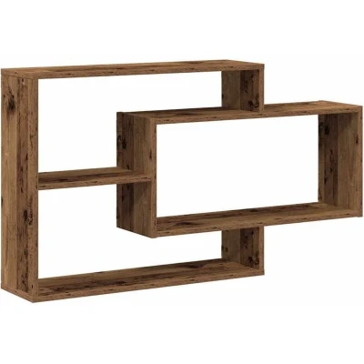 Image of vidaXL Wall Shelf Brown Engineered Wood 104x20x58.5 cm Floating Display Unit with Compartments for Living Room Study Office