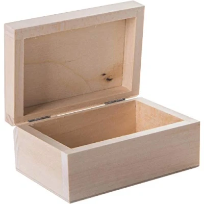 Image of Small Wooden Box to Decorate 11 x 7.5 5 cm Ring Jewellery Earrings Trinket Keepsake Git Case Unpainted &amp; Untreated Plain Lindenwood
