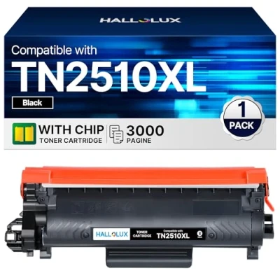 Image of HALLOLUX TN2510XL TN2510 Toner Cartridges Replacement for BROTHER TN 2510 Cartridge Compatible HL Series L2400DW L2400DWE DCP L2620DW L2627DW MFC L2800DW L2827DW (Black,1 Pack)