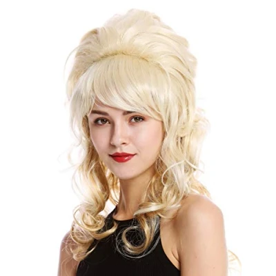 Image of Wig ME UP GFW2418 LG26+613 Quality Lady Baroque 60s Beehive Retro Bun curly long bright blond mix Pop Singer