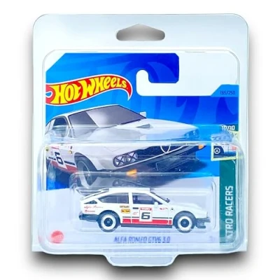 Image of Hot Wheels Alfa Romeo GTV6 3.0 (White) 10/10 Retro Racers 2023 185/250 (Short Card) COMES IN A KLAS CAR KEEPER SHORT CARD PROTECTOR CASE HKJ83