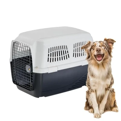 Image of Ferplast Dog Carrier CLIPPER 5, IATA Approved Travel Crate, Medium max 30 Kg, Pet for Airline, Car, Train, 87 x 57 h 60 cm, Steel Door, Secure Closure