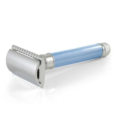 Image of Edwin Jagger DELBE14BL Long Handled Reusable Classic Double Edge Safety Razor (Blue)