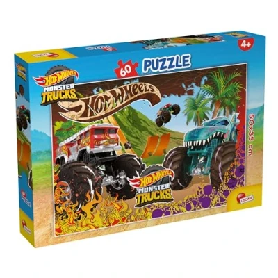 Image of Lisciani HOT WHEELS Monster Truck Puzzle 60 Pieces For Kids from 4 Years 35x50cm of Trucks with Daring Stunts Action and Speed Stimulates Thinking Agility