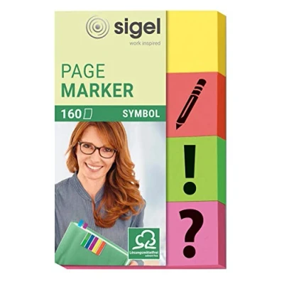 Image of SIGEL HN635 Index Page Markers, Symbol ?/!/signature/arrow, 4 colours, 160 strips