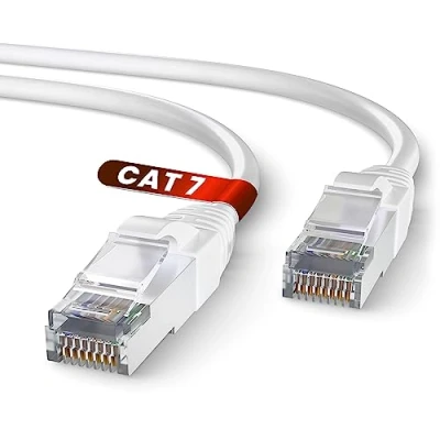 Image of Mr. Tronic Cat 7 Ethernet Cable 25m, 100% Copper High Speed Indoor Round Patch LAN Network With Rj45 Connectors 28AWG, SFTP Shielded Internet (25 Meter, White)