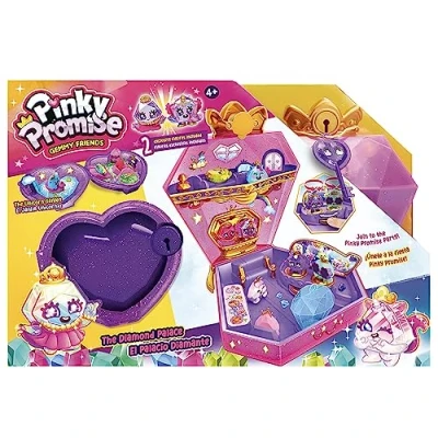 Image of BANDAI Pinky Promise Diamond Palace Playset Contains 2 Mini Playsets And Exclusive Gemmy Friends Combine Gems Girls Jewellery For Customisable Wearable Fun