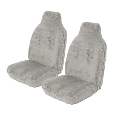 Image of Carseatcover UK Front Pair of Faux Fur Furry GREY SHEEPSKIN Car Seat Covers Universal Fit Suitable for Cars, Vans, MPV&#039;s SUV&#039;s