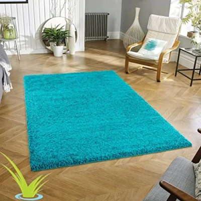 Image of Wadan 60x110cm Teal Blue Shaggy Rugs Living Room 5mm Thick Pile Extra Large Small Medium Rectangular Size Soft Touch Area Non Shedding