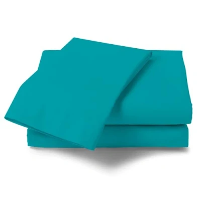 Image of Percale Single Flat Sheet Non Iron Luxury Bedding Set Polycotton Easy Care Bed Sheets Teal