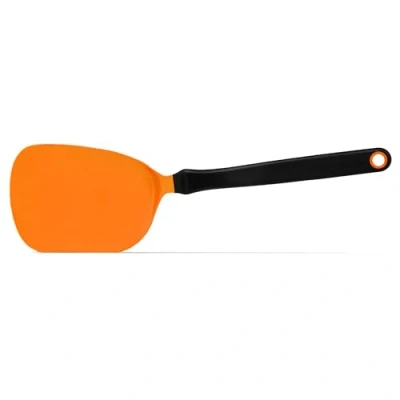 Image of Dreamfarm Chopula Super Flexible Sit Up Kitchen Utensil Flipping, Chopping, &amp; Serving Spatula Chops Food in The Pan Orange