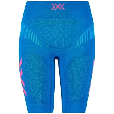 Image of X BIONIC Women Twyce 4.0 Run Shorts Teal Blue/Neon Flamingo, Small