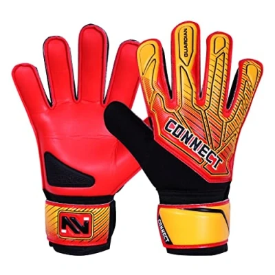 Image of CONNECT KIDS, BOYS &amp; GIRLS, JUNIOR, SOCCER GOALKEEPER GLOVES, FOR TRANING CHILDRENS, ROUGH PROFILE GRIP (Red, 9)