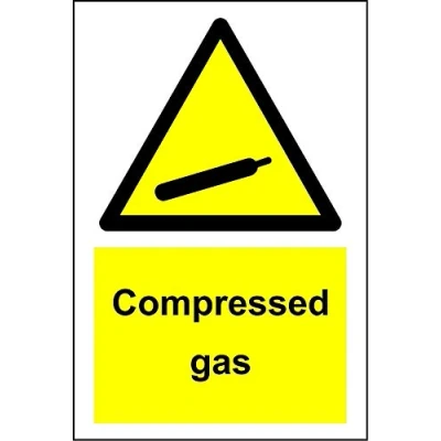 Image of Warning Compressed gas safety sign 1.2mm Rigid plastic 400mm x 300mm