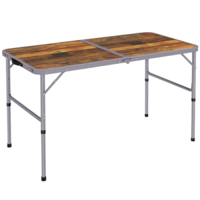 Image of Outsunny 3ft Folding Camping Table Height Adjustable Aluminium Outdoor Garden Party Picnic BBQ Trestle Field Kitchen