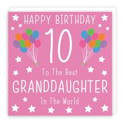 Image of Hunts England Granddaughter 10th Birthday Card Happy 10 To The Best In World Iconic Collection Fun Colourful